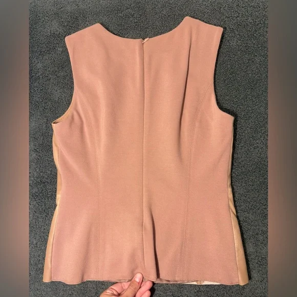 Antonio Melani Tan Leather Sleeveless Top - Picture 2 of 4
